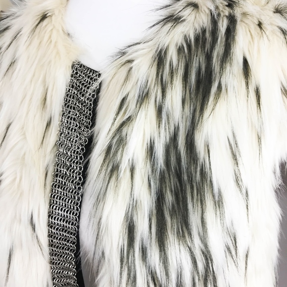 Twelfth Street Faux Fur Vest Chainmail Trim Small - Picture 4 of 8